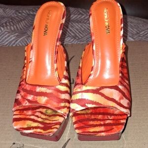 Fashion Nova Vibrant Red and Orange Platform Heels